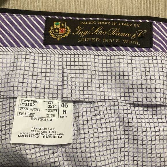 JACK VICTOR 1913 Sz 46R Kolt 100% Wool Made w/ Loro Piana Fabric Classic Trouser - Picture 11 of 15